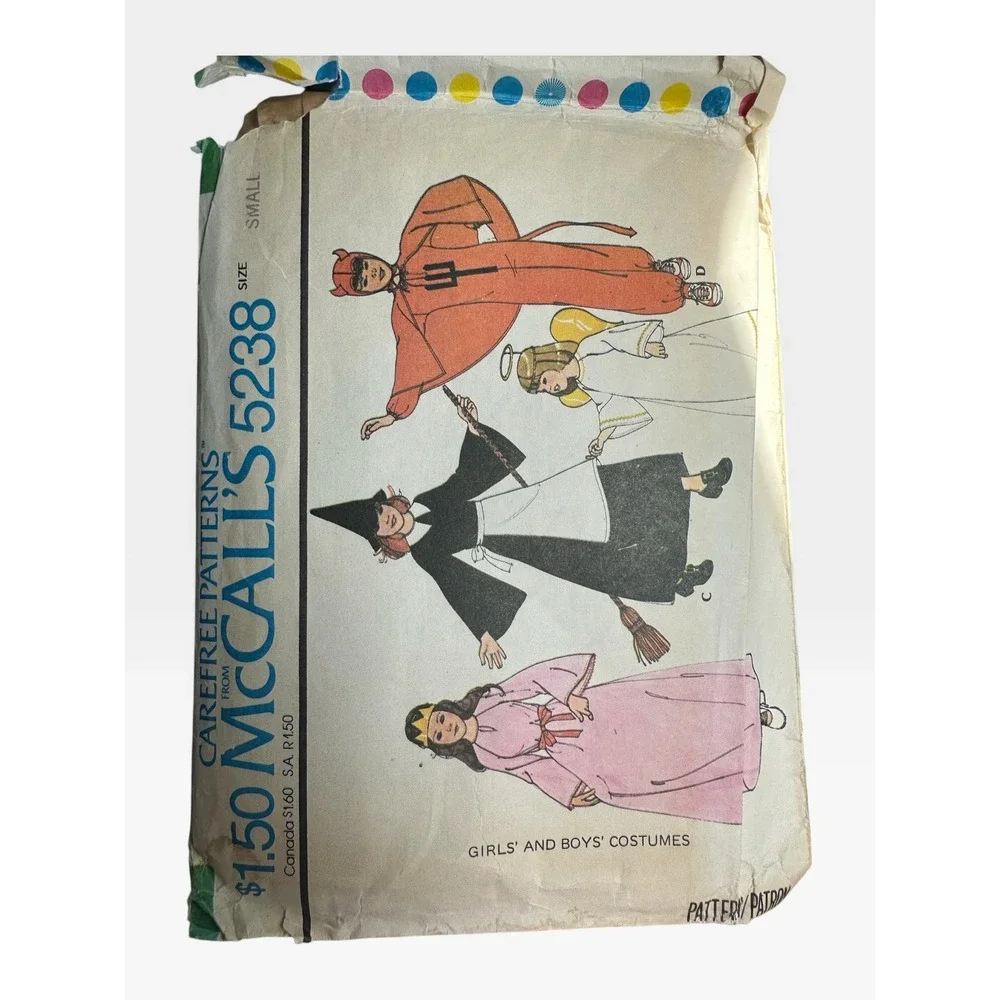Vintage 1976 McCalls 5238 Costume Pattern Witch Halloween Craft Sew Scrapbook